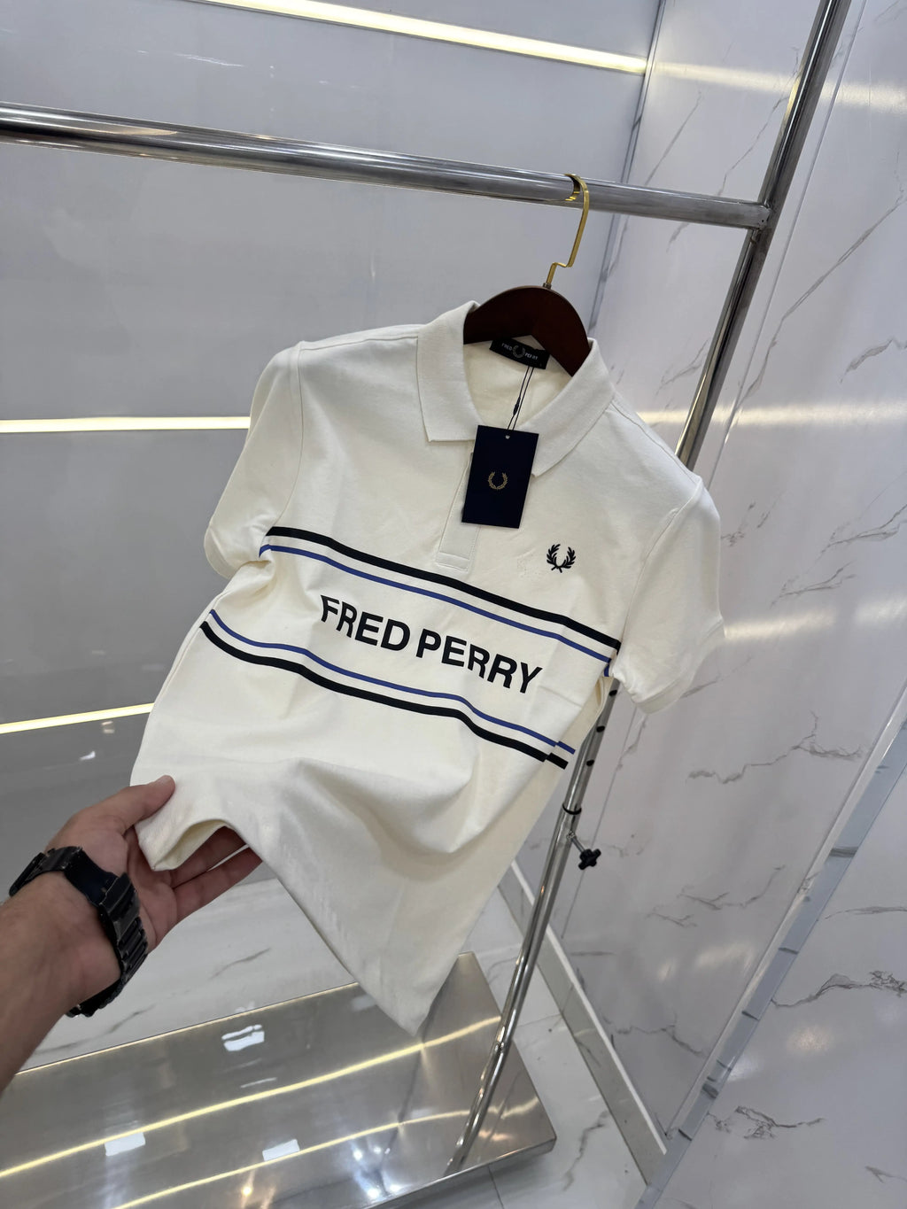 Fredperr y Cream Logo Work Premium Polo T-shirt