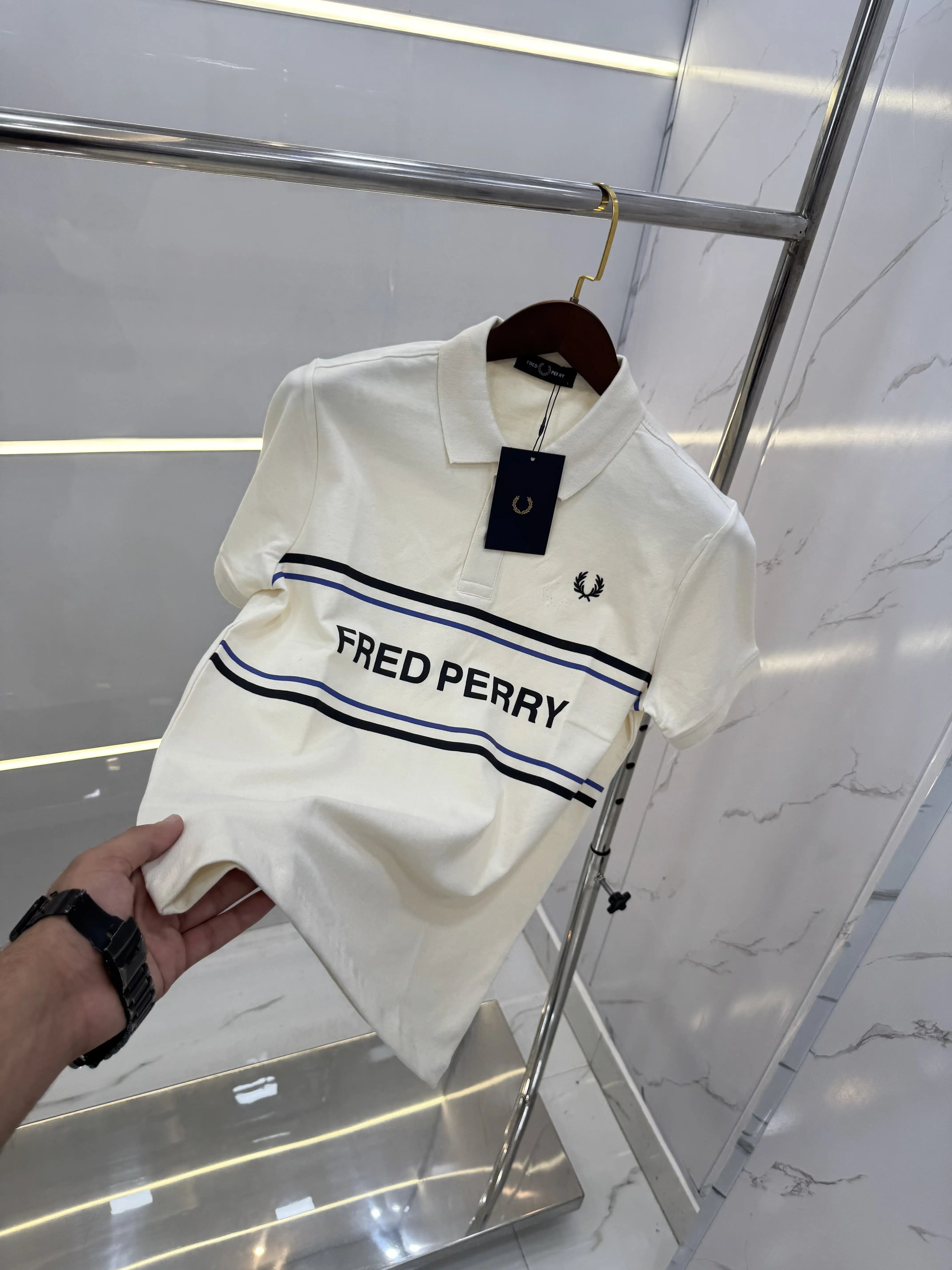 Fredperr y Cream Logo Work Premium Polo T-shirt