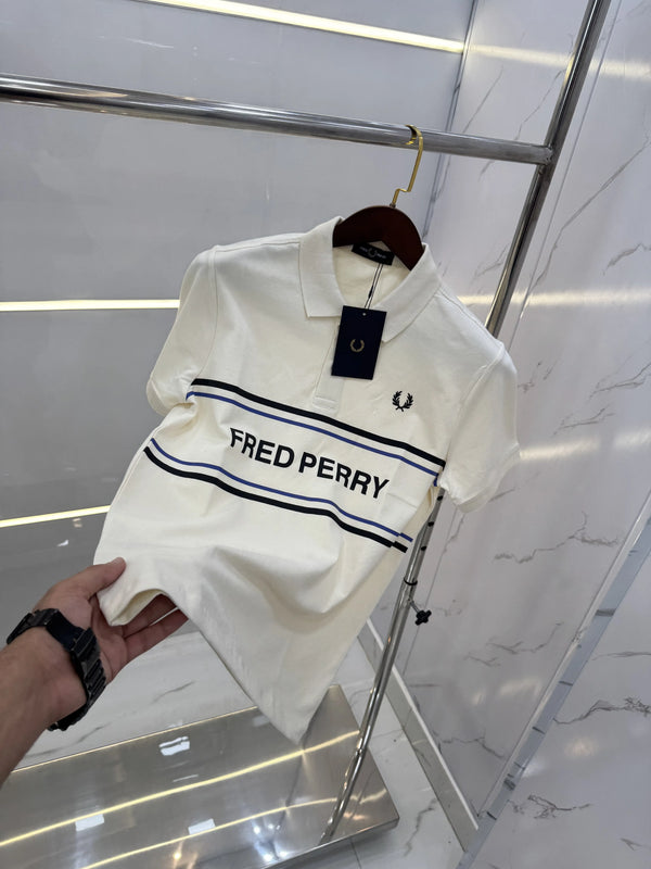 Fredperr y Cream Logo Work Premium Polo T-shirt