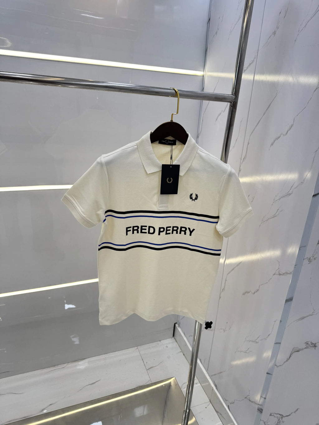 Fredperr y Cream Logo Work Premium Polo T-shirt