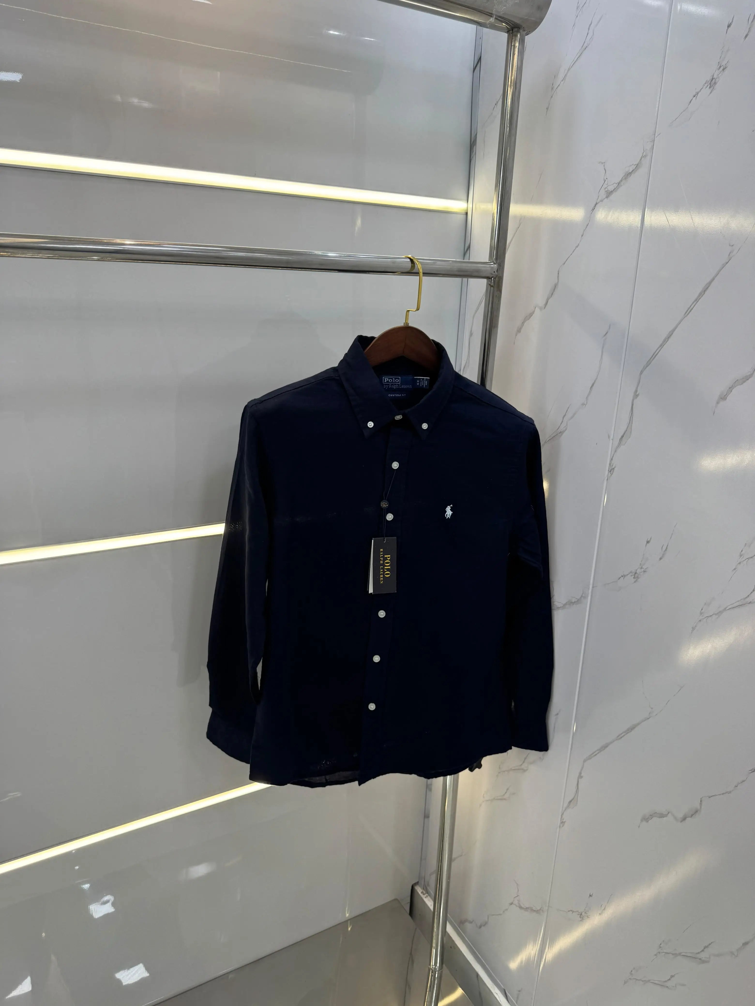 Ralp h Lauren Navy Premium linen Shirt