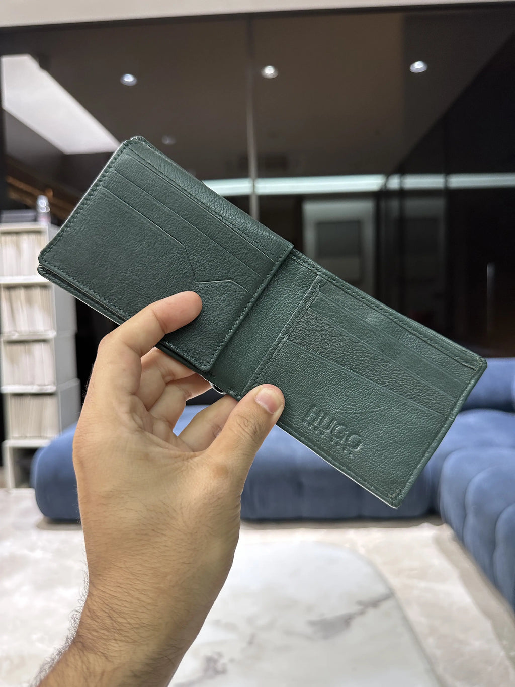 Hugo Bos s Green Monogram Premium Wallet h47