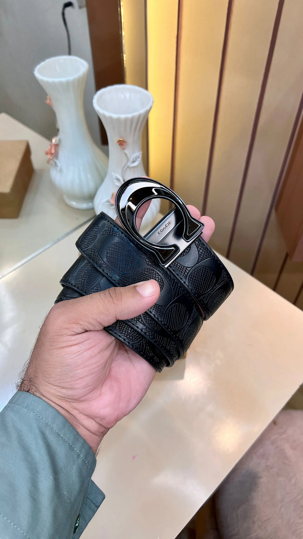 COACH PREMIUM QUALITY IMP EMBOSSED REVERSIBLE BELTS WITH OG BOX 