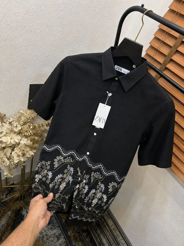 Zar_a Imported Linen Cotton Printed Premium Shirt (DN 630)