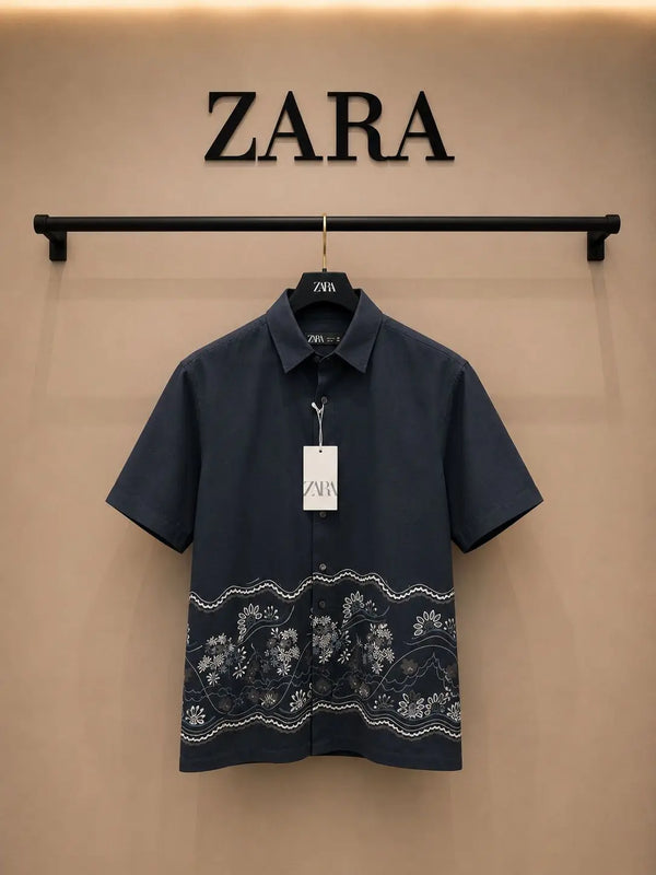 Zar_a Imported Linen Cotton Printed Premium Shirt (DN 630)