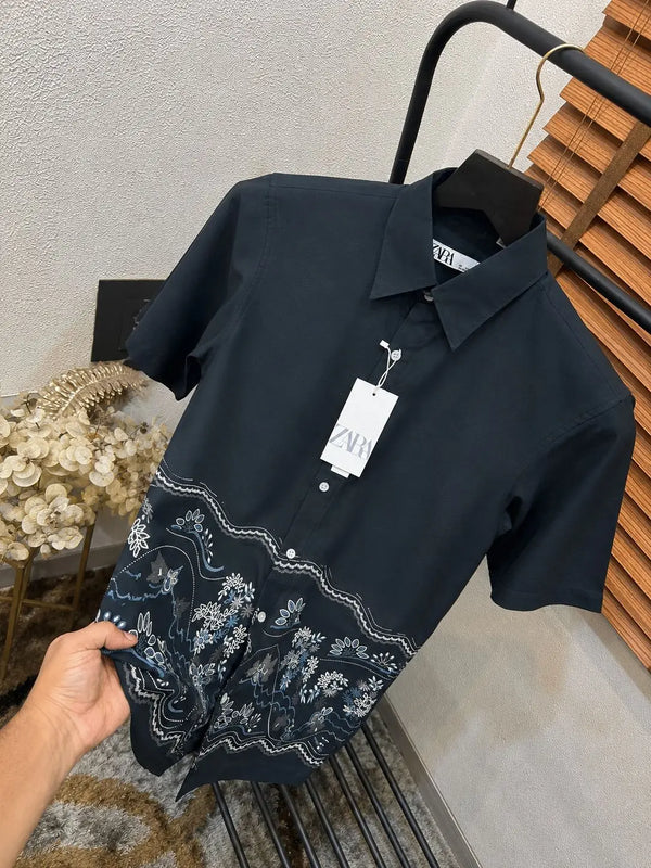 Zar_a Imported Linen Cotton Printed Premium Shirt (DN 630)