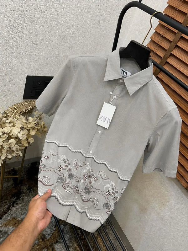 Zar_a Imported Linen Cotton Printed Premium Shirt (DN 630)