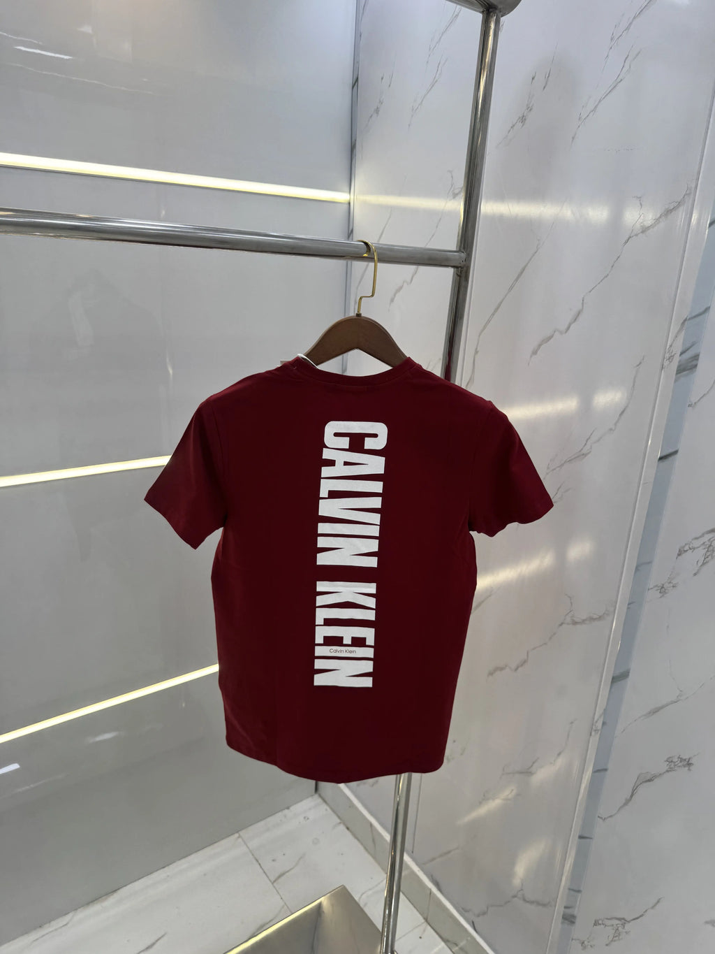 Calvin Klein Maroon Logo Print Premium T-Shirt