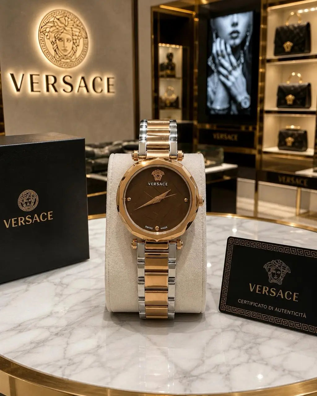 VERSACE HERITAGE TWO TONE BROWN DIAL