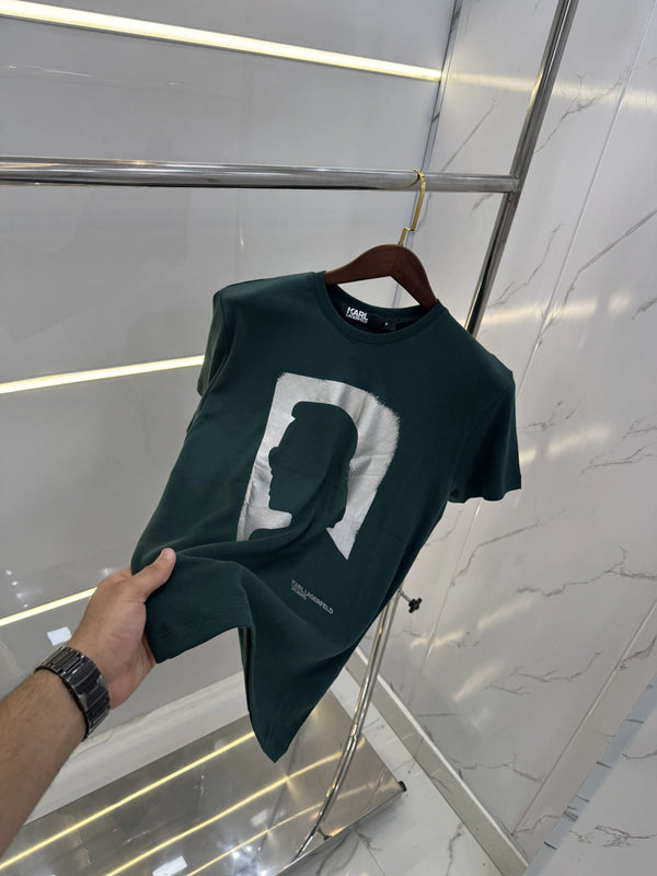 Karl Lagerfeld Bottle Green Logo Print Premium T-Shirt