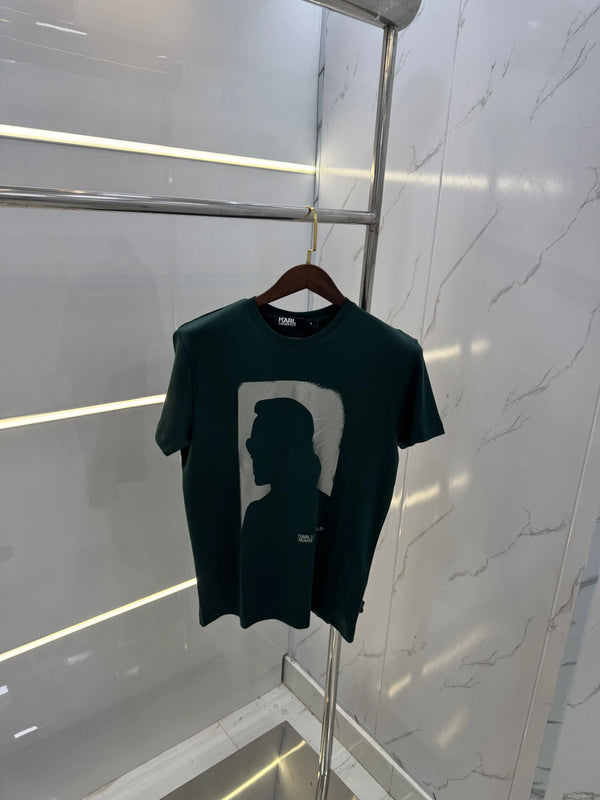 Karl Lagerfeld Bottle Green Logo Print Premium T-Shirt