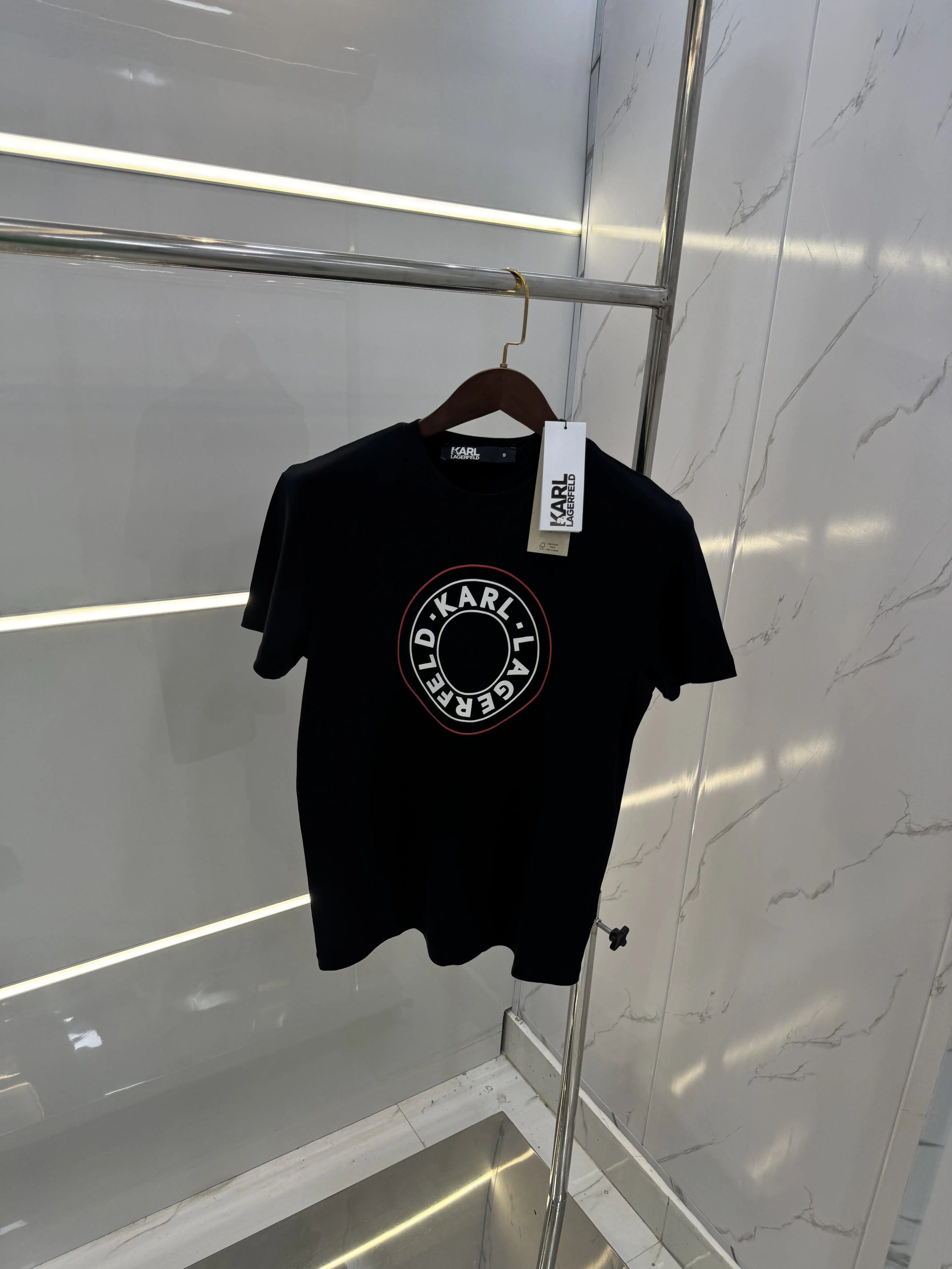 Karl Lagerfeld Black Logo Print Premium T-Shirt