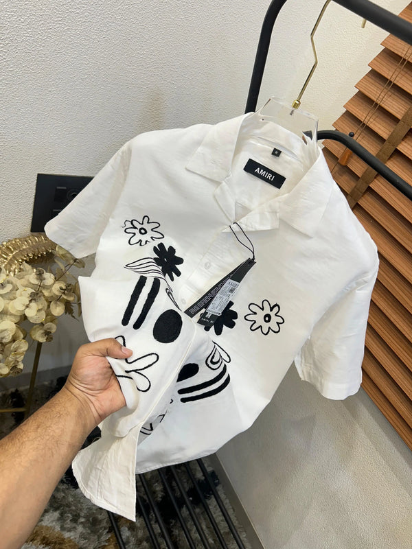 Amir_i Thread Embroidered Exclusive Linen Half Shirt (DN 632)