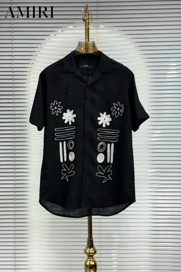 Amir_i Thread Embroidered Exclusive Linen Half Shirt (DN 632)