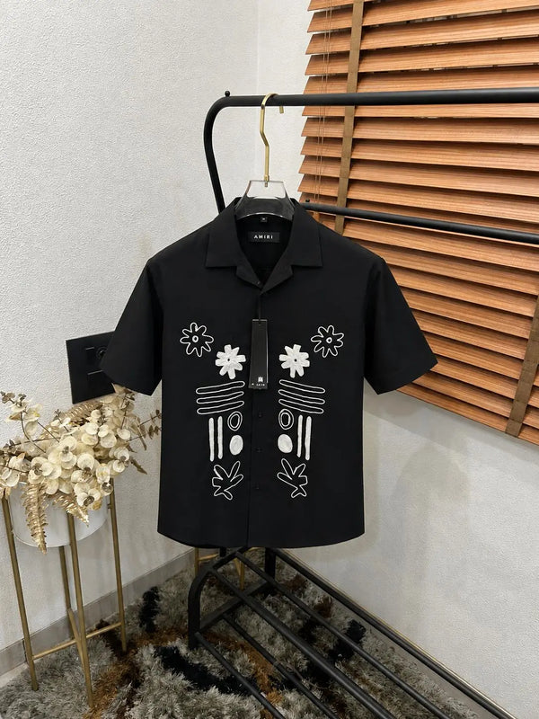 Amir_i Thread Embroidered Exclusive Linen Half Shirt (DN 632)