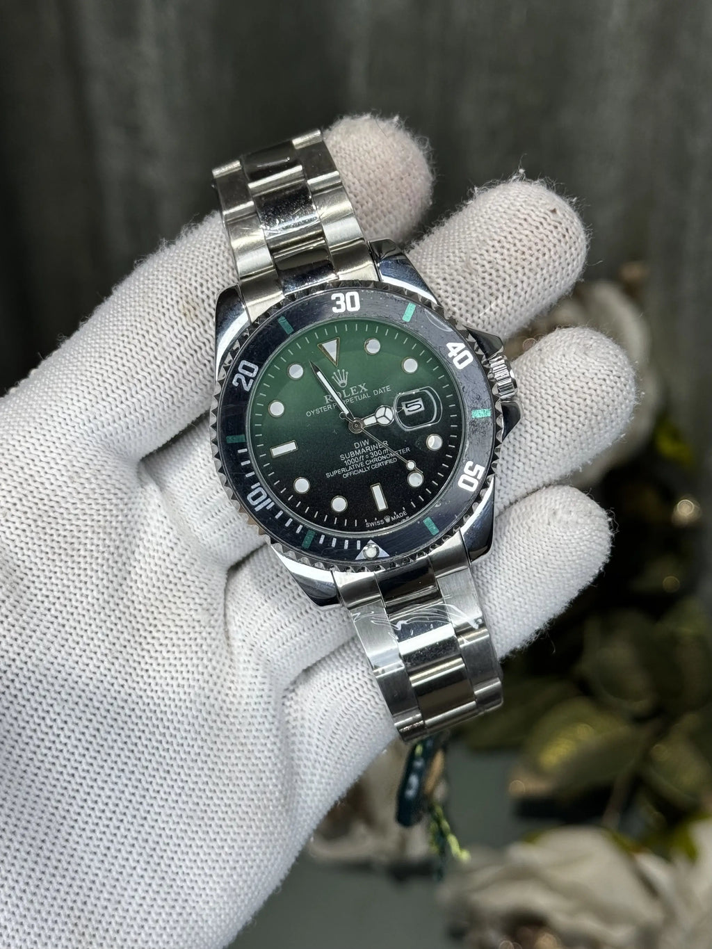 Role x Submariner Silver Green Premium Quartz Watch