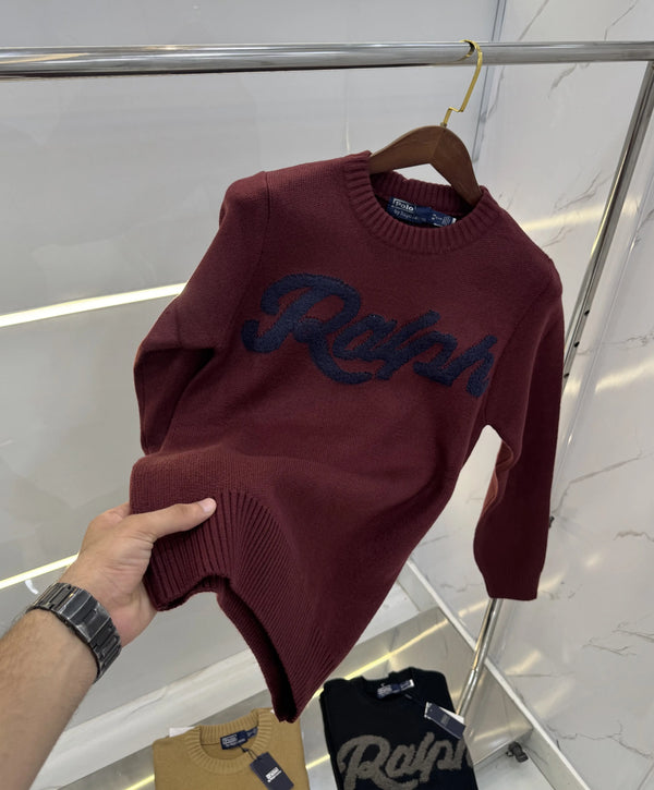 Ralph  Lauren Wine Knitted Imported Pull Over