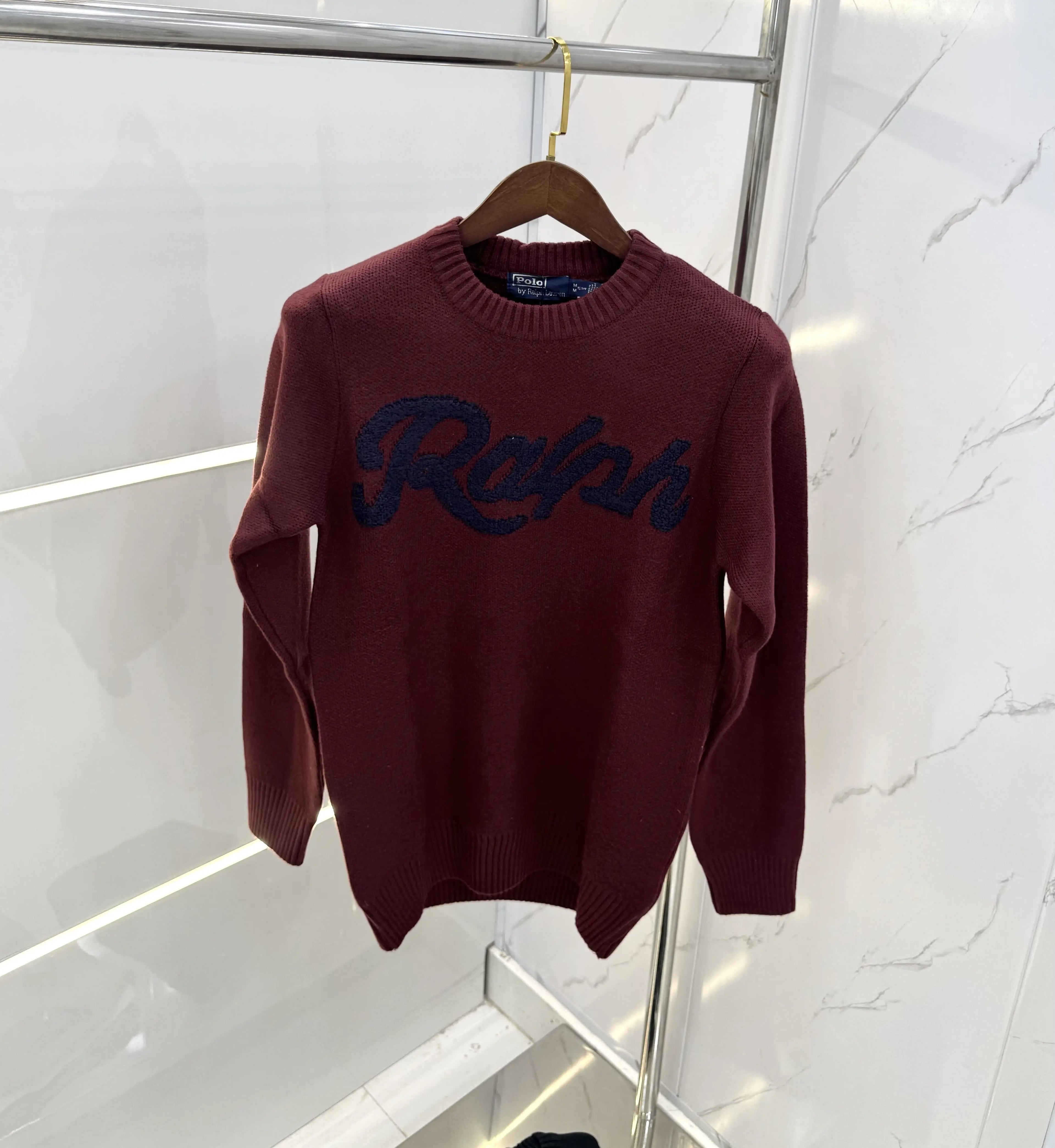 Ralph  Lauren Wine Knitted Imported Pull Over